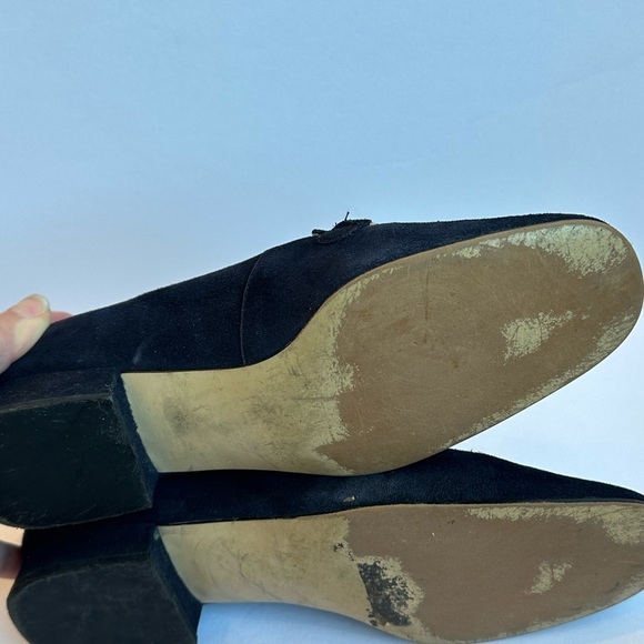 Vintage Liz Claiborne Navy Suede Classic Gold Horsebit Hardware Loafers  Sz 7M - Picture 4 of 9